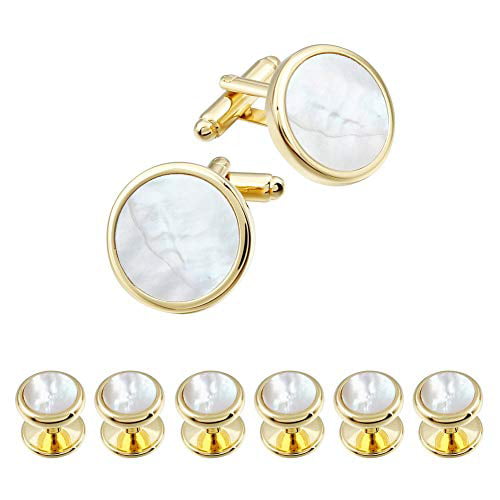 Silver and Gold Tone Cuff Links for Men HAWSON Cufflink for Men with Tuxedo Shirt Studs Cufflink and Tuxedo Shirt Studs for Men